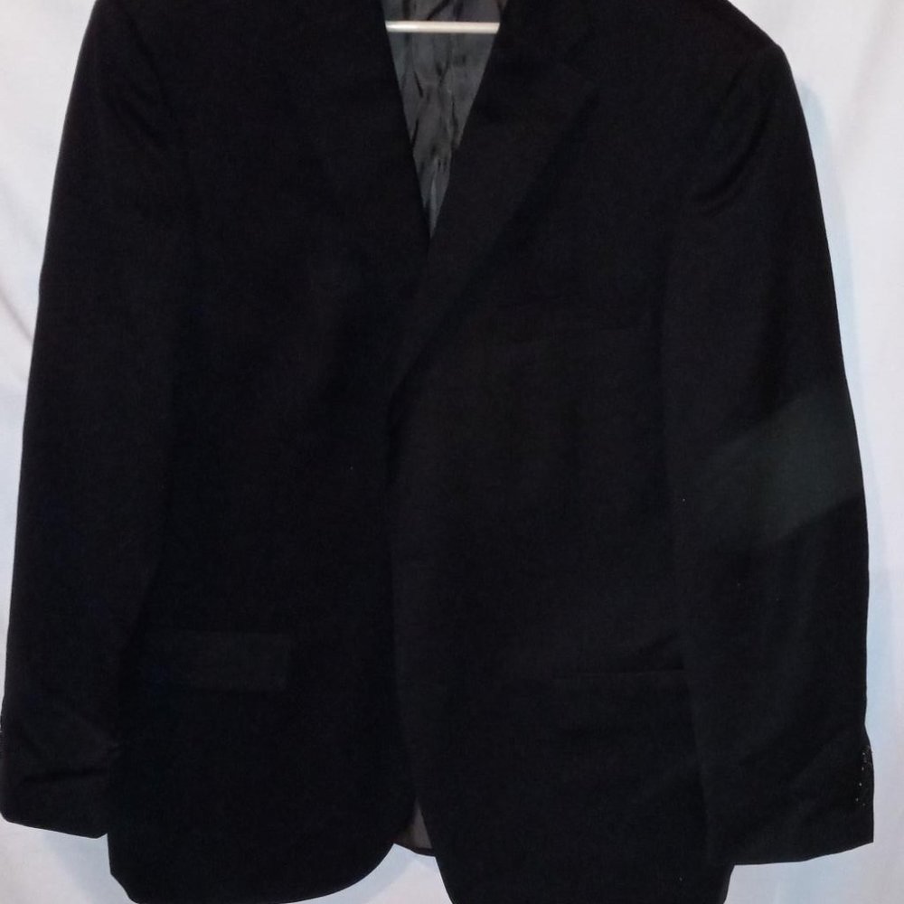 Hart Schaffner Marx 46R Black Wool Blazer Sport Coat Made USA $695